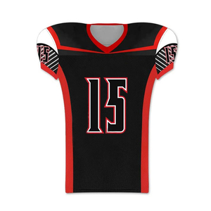 Ensemble de maillot de football américain personnalisé noir et rouge, col en V, sans manches, polyester respirant, vêtements de sport pour hommes, toutes saisons - Product Image 5