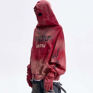 เสื้อมีฮู้ดสไตล์สตรีทแฟชั่นมีซิปโอเวอร์ไซส์ออกแบบได้ตามต้องการสำหรับผู้ชาย - Product Image 3