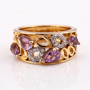 Bague en argent pour femmes de style vintage R-8249 prête à expédier fabriquée en Thaïlande avec la pierre principale en diamant de l'usine Bella - Product Image 2