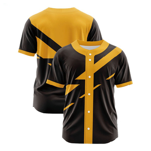 Maillots de baseball personnalisés en gros pour clubs, 100 % polyester, avec logo imprimé, respirants, à rayures, à séchage rapide, uniformes à manches courtes - Product Image 4
