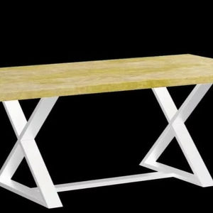 Durable Solid Wood Top <b>Coffee</b> <b>Table</b> with Industrial <b>Black</b> Metal X-Base Living Room Furniture for Villa and Garden Use - Product Image 4