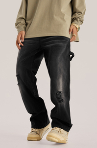 Pantalones vaqueros lavados desgastados de mezclilla de peso pesado para hombres Fabricantes para ropa de aduanas Carga informal para pantalones vaqueros de hombre - Product Image 6