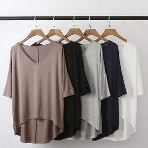 Camisetas de moda, camisetas de verano para mujer, camisa holgada sólida de media manga con cuello en V, Camisetas Básicas de gran tamaño para mujer, informales - Product Image 1