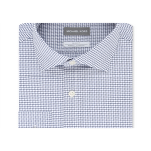 Camicia Elegante da Uomo Michael Kors Slim-Fit Performance Stretch a Quadri 100% Cotone Antipiega Blu - Taglia 15.5X32-33 - Product Image 3