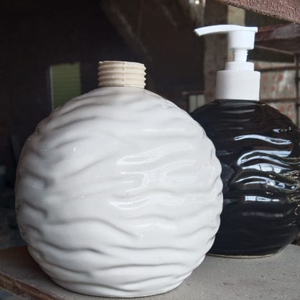 White Soap <b>Dispenser</b> - Ceramic Hand Dish Soap <b>Dispenser</b> for Bathroom Refillable Liquid Hand Soap <b>Dispenser</b> for Essential <b>Oil</b> - Product Image 1