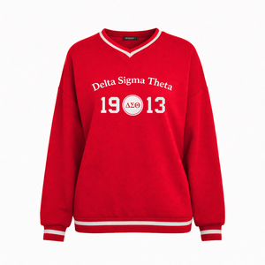 Delta |   Sigma |   Sweat-shirt décontracté en coton pour femme Theta Sorority, pull à col rond, style universitaire, surdimensionné, brodé - Product Image 1