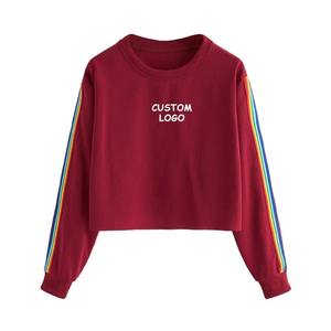 2025 Crop <b>Top</b> <b>Women</b> Sweatshirt <b>Women</b> Autumn Long Sleeve <b>Rainbow</b> Patchwork O Neck Sweatshirt Casual Pullover Sweatshirt - Product Image 4