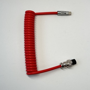 Bền Tùy Chỉnh Sâu Màu Đỏ Tùy Chỉnh Loại C Mùa Xuân Xoắn Ốc Cáp <span class=keywords><strong>USB</strong></span> Aviator Kết Nối Nylon Bàn Phím Cơ Khí Cáp Cuộn - Product Image 3