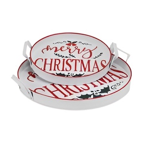 Bandejas DE SERVICIO DE Metal de madera de alta calidad 2024 para fiesta de Navidad, bandeja de servicio de decoración navideña ecológica - Product Image 1