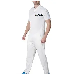 Latest Design 100% Polyester White Cricket Uniform Test Match Sports Practice Wear Cricket Uniform Cheap Price