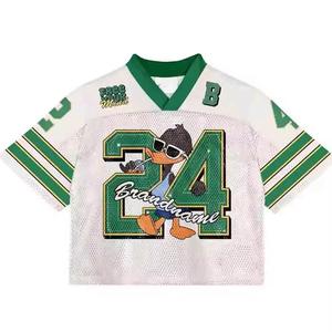 Maillot de football américain personnalisé pour homme, streetwear surdimensionné, respirant, à manches courtes, col en V, brodé - Product Image 1