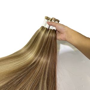 Extensions de cheveux naturels lisses et coquines, contrôle en vrac avec Piano, mèches vierges, 100% de densité - Product Image 1