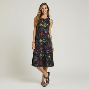 เดรสผ้าฝ้ายพิมพ์ลายดอกไม้สีสันสดใส ทรงเอ ไร้แขน ระบายอากาศได้ดี ความยาวปานกลาง ไซส์ XS ตัดเย็บแบบเว้าไหล่ ดีไซน์หรูหรา สไตล์ลำลองสำหรับฤดูร้อน - Product Image 6