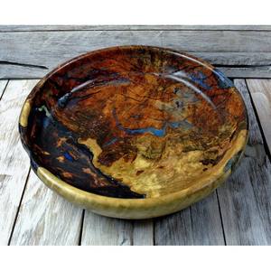 Bol tourné à la main en résine de bois rustique, bol en résine et en bois pour servir des aliments au prix de gros en gros de l'Inde - Product Image 4