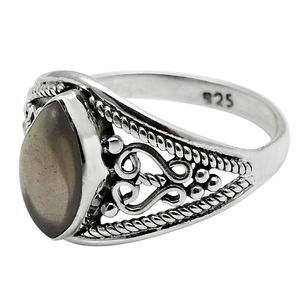 Aspecto elegante Plata de Ley 925 Cuarzo ahumado natural Piedra preciosa Forma de marquesa Aspecto clásico Anillo hecho a mano Proveedores de joyería fina - Product Image 1