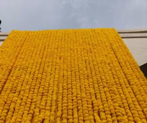 พวงมาลัยดอกดาวเรืองเทียมสำหรับตกแต่งงานแต่งงานของตกแต่งเทศกาลฮาลดิเมนด์ฉากหลังติดเวทีตกแต่งงานปาร์ตี้ - Product Image 4