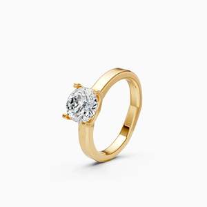 Anillo de compromiso clásico solitario con diamante cultivado en laboratorio de cuatro puntas redondas de 1.25 quilates en oro amarillo, blanco y rosa de 9 quilates. - Product Image 1
