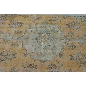 Tapis turc vintage, tapis de 3,6 x 8,6 pieds, tapis en laine persane jaune - Product Image 5