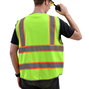 Reflective safety vest with <b>ID</b> <b>holder</b> and tool pockets - Product Image 5