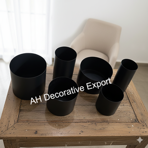 Jarrón Floral Minimalista Moderno de Metal Negro Mate para Decoración de Sala de Estar y Mesa - Product Image 4