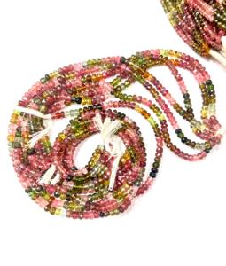 Hilo de 16 pulgadas de cuentas de piedra Rondelle facetadas de 3mm de turmalina natural de alta calidad - Product Image 2