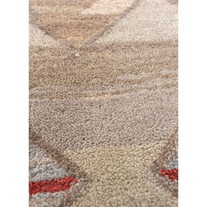 Freedom Manchaha Beige & <b>Brown</b> Hand Knotted <b>Wool</b> & Bamboo Silk Rug 10mm Thick Geometric Pattern for Home or Hallway-Les-8284 - Product Image 3