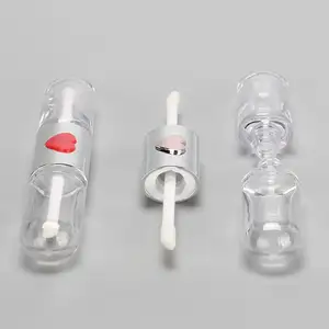 Dual Side Clear Lip Gloss Container 2 In 1 Double End Empty Lip Gloss Tube With Applicator