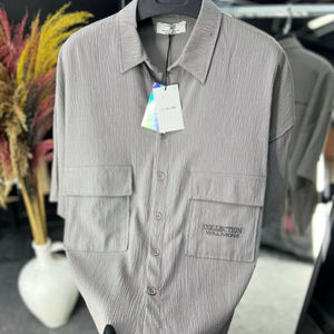 ชุดเดรสผ้าซาตินแขนยาวสำหรับผู้ชาย, เดรสผ้าซาตินแขนยาวลำลองชุดเดินชายหาดมีกระดุมน้ำหนักเบาและระบายอากาศได้ดีสำหรับฤดูใบไม้ผลิ - Product Image 1