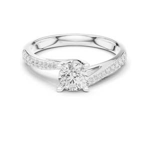 Bague de fiançailles en diamant de laboratoire rond brillant de 0,82 ct pour femme, clarté VVS-VS EF, or 18 carats, 14 carats, 10 carats et argent 925, rose - Product Image 1