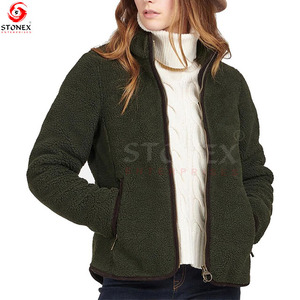 Chaqueta de lana con cremallera completa a precio barato para mujer Chaquetas con logotipo personalizado con diseño de cremallera personalizado a la moda - Product Image 3