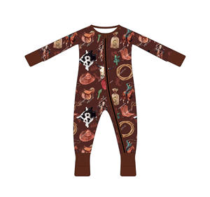 بيجامات أطفال شتوية دافئة بسحاب بيع بالجملة ملابس خيزران حرارية _ جوارب مانعة للإنزلاق متضمنة للأطفال الصغار - Product Image 6