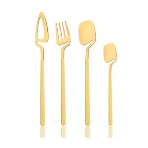 Cubiertos de acero inoxidable con acabado chapado en oro con mango verde claro, cubiertos aptos para lavavajillas para uso en Hotel y cafetería, juego de 5 uds. - Product Image 6