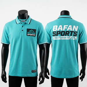 Polo en coton épais pour homme, couleur corail, style streetwear, avec imprimé graphique et broderie, coupe ajustée - Product Image 2