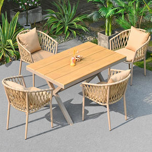 Tables et chaises d'extérieur nordiques cour combinaison <span class=keywords><strong>de</strong></span> loisirs <span class=keywords><strong>en</strong></span> plein air Villa <span class=keywords><strong>jardin</strong></span> terrasse rotin balcon Villa meubles - Product Image 3