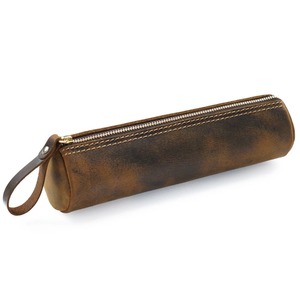 Estuche de lápices de cuero suave fino para adultos Estuche mínimo con cremallera Bolso pequeño de cuero para adultos mayores - Product Image 5