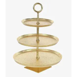 Fancy 2 Tier Gold Cake <b>Stand</b> With Gold Finish Decorative Metal Serving Tray For <b>Cupcakes</b> Fruits For Parties And Home Decor - Product Image 5
