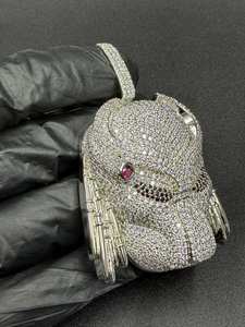 Colgante de Diamante Moissanita de Corte Redondo Estilo Cazador de Extraterrestres, Joyería Fina de Plata 925, Colgantes y Dijes Hip Hop - Product Image 5