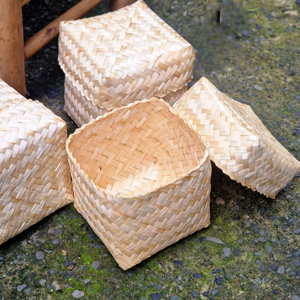 Natural Fiber BAMBOO BASKETS Rustic Style for Gift Packaging Wedding <b>Keepsake</b> <b>Box</b> for Personalized Gifts - Product Image 5
