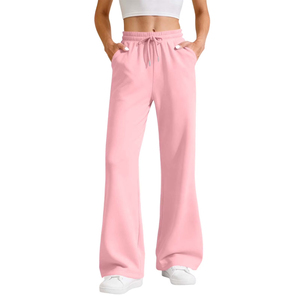 Wholesale Women's Oversize Flare Sweatpants Breathable Cotton Fleece with High Drawstring Waist Causal Style for Women - Product Image 4