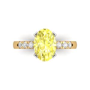ได้รับการรับรองจาก IGI 3.00กะรัตแหวนเพชรรูปวงรีสีเหลืองแฟนซีมีความคมชัด VVS2สำหรับปลูกในห้องปฏิบัติการที่ตกแต่งด้วยเพชรสีทอง18K สีเหลือง - Product Image 2