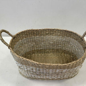 ตะกร้าทรงรีจากหญ้าทะเลอเนกประสงค์ หรูหรา เป็นมิตรกับสิ่งแวดล้อม - Product Image 3