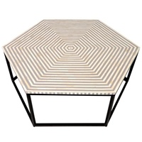 Table basse en nacre incrustée faite à la main, meubles de luxe pour la maison, table ronde rustique antique, table d'appoint en incrustation d'os en provenance d'Inde.