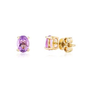 Wholesale Minimalist Trendy Jewelry Natural Oval Cut Amethyst Stud <b>Earrings</b> in 14k Solid Yellow Gold Bulk Wholesale Jewelry - Product Image 5