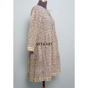 Robe de travail en coton faite à la main pour femmes Nouveau style Encolure ronde Options formelles Été Longueur genou Bodycon A-ligne Confortable - Product Image 4