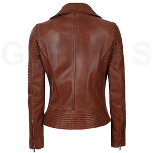 Venta al por mayor caliente personalizado mujeres chaquetas de cuero de piel de oveja de cuero genuino cremallera elegante chaqueta al por mayor 2025 - Product Image 4