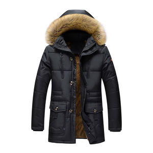 Veste parka d'hiver réversible pour homme en gros, plus longue, épaisse, col montant, capuche, tissu imperméable, coton léger, OEM - Product Image 1