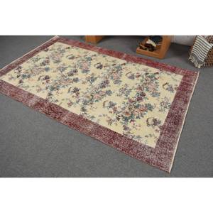 พรมสไตล์ตุรกีสีเบจคลาสสิกสีแดงขนาดใหญ่4.7x7.8ฟุตทางเดินขนแกะสี่เหลี่ยมผืนผ้า10มม. สำหรับห้อง - Product Image 4