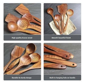 Fabriqué en Inde, respectueux de l'environnement, passe au lave-vaisselle, ustensiles à salade, cuisine à domicile, fabriqué en Inde - Product Image 2