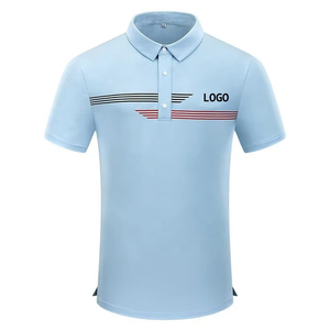 เสื้อโปโลแขนสั้นผู้ชายสีแดง ลายทาง แห้งเร็ว โพลีเอสเตอร์ ทรงลำลอง พิมพ์โลโก้ด้านหน้า - Product Image 4