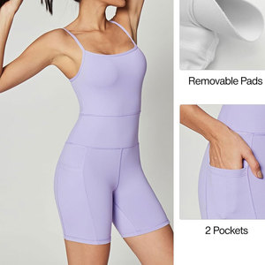 Mono corto de yoga para mujer recién llegado al por mayor, conjunto de entrenamiento para gimnasio, mono de entrenamiento para mujer, mono de yoga para mujer - Product Image 3